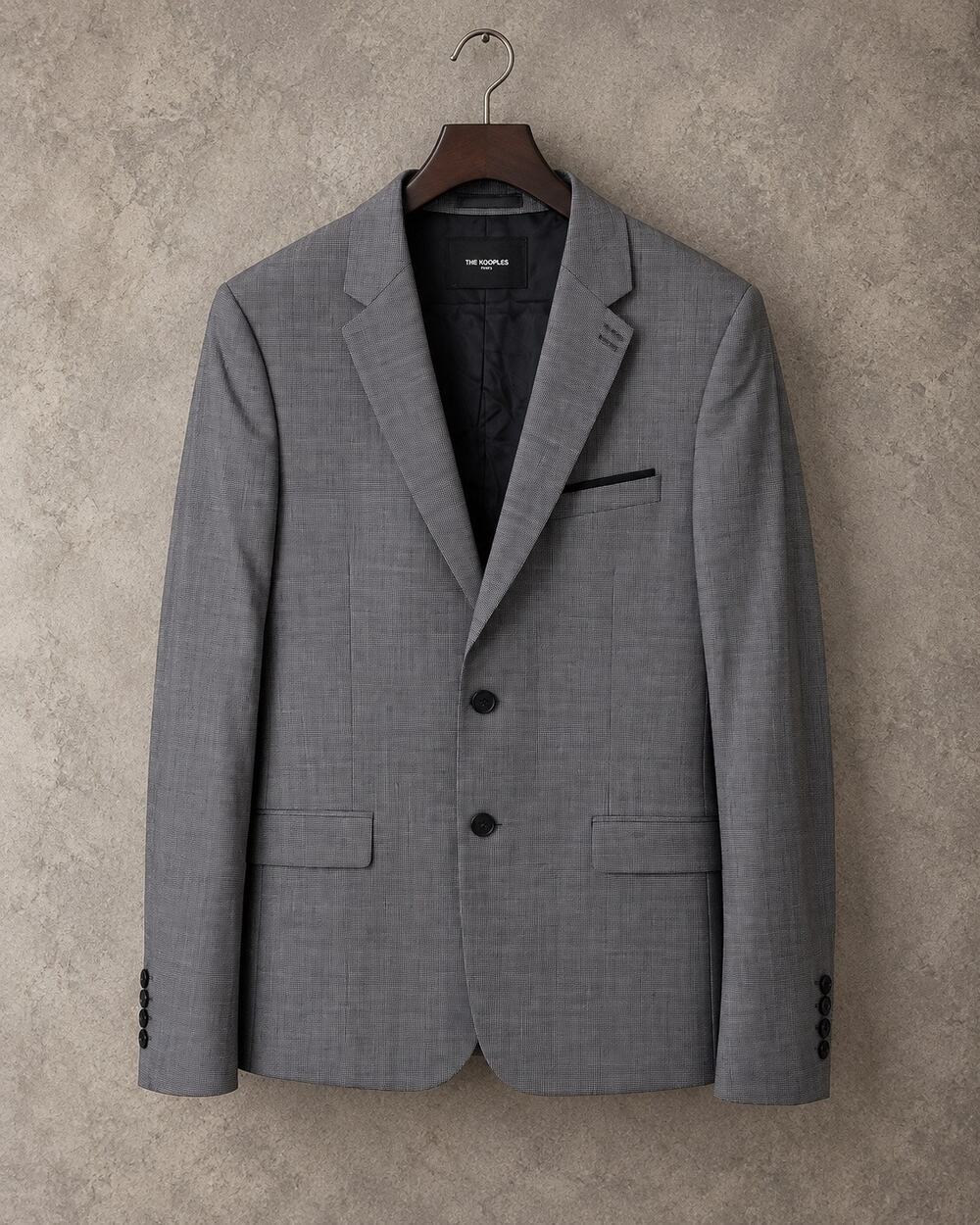 The Kooples Paris Men's 96% Wool Gray Micro Check Blazer EU 48 / US 38 NWT